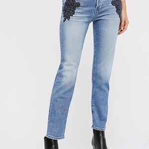 Anthropologie 3x1 Women's Blue Embroidered Jeans